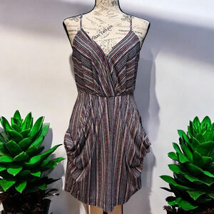 BCBGeneration Racerback Mini Dress Size S Blue Pink Striped Sleeveless